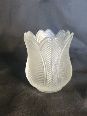 Vintage Frosted Glass Tulip Shaped Candle Holder